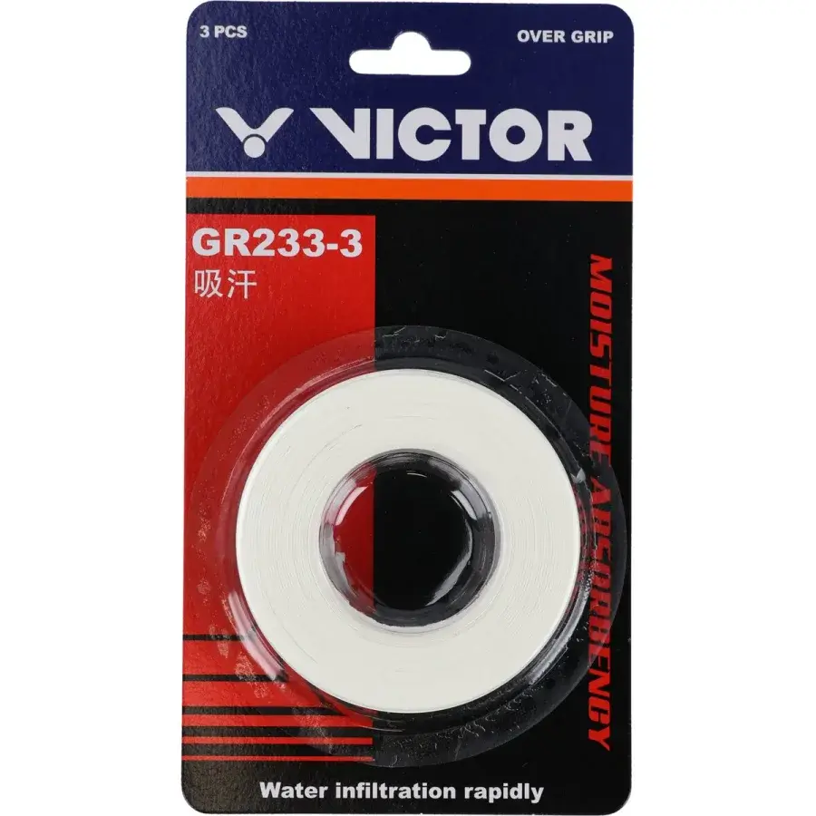 Victor GR233-3 Overgrip (3-pak, White) – greb og overgreb hos Racketlife