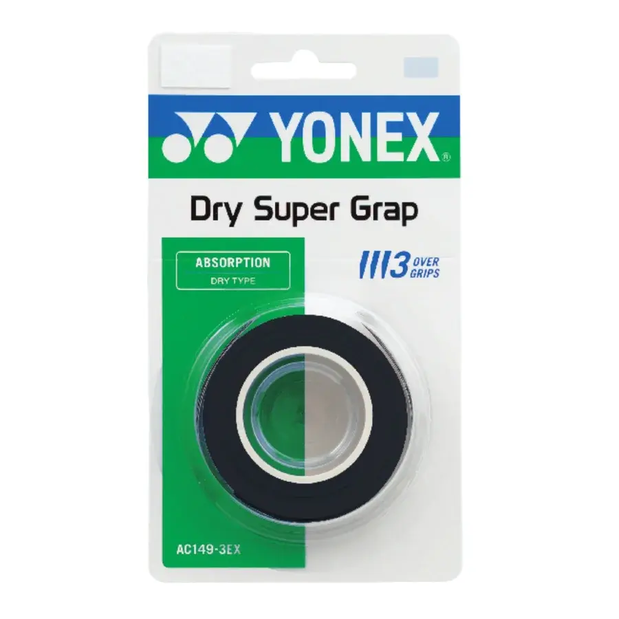 Yonex Dry Super Grap 3-Pack Black – greb og overgreb hos Tennisshoppen.dk